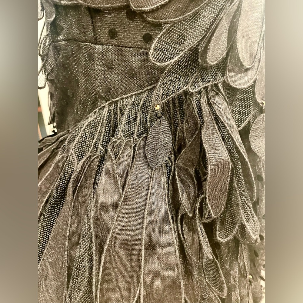 Zimmermann BlackSwan fluted tulle mini dress, feathers, deep plunge, EUC, 0(0-5) - Picture 8 of 16